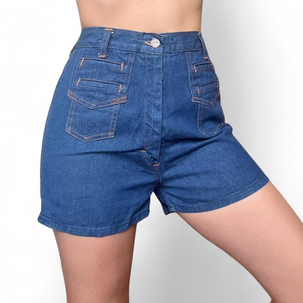 Vintage 70s Kmart 100% Cotton Denim High Waisted Shorts / Hot Pants